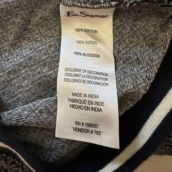 Ben Sherman Navy Blue and Gray Geometric Pattern Polo size Medium - Picture 6 of 7